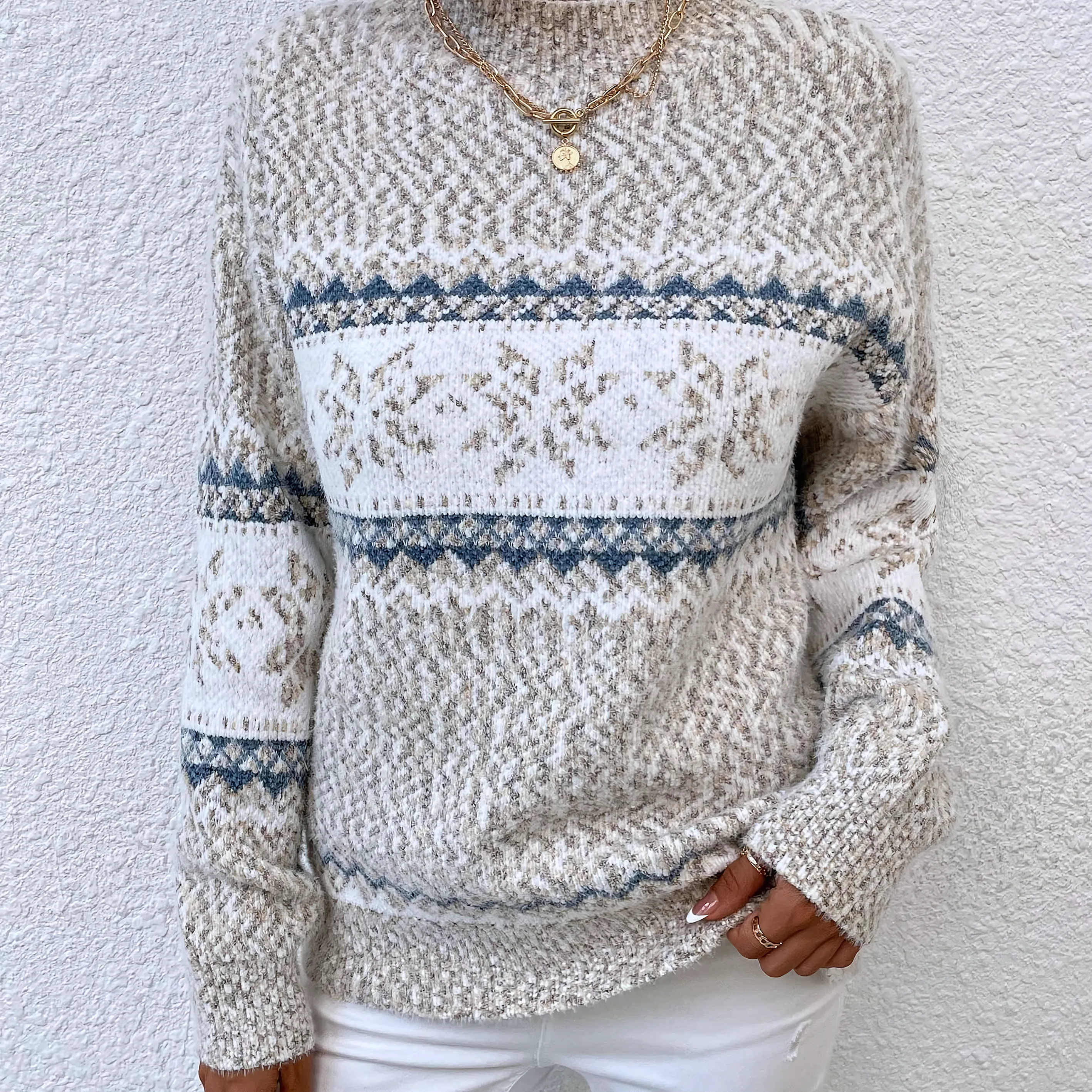 2 PCS Christmas Crewneck Knitted Sweater