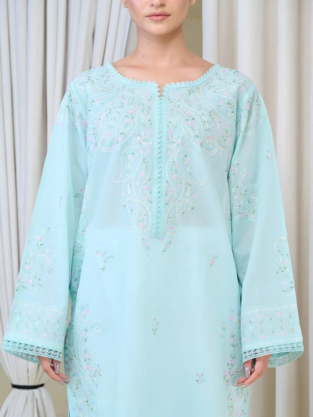 2 Piece - Pure Embroidered Cambric Suit S110086