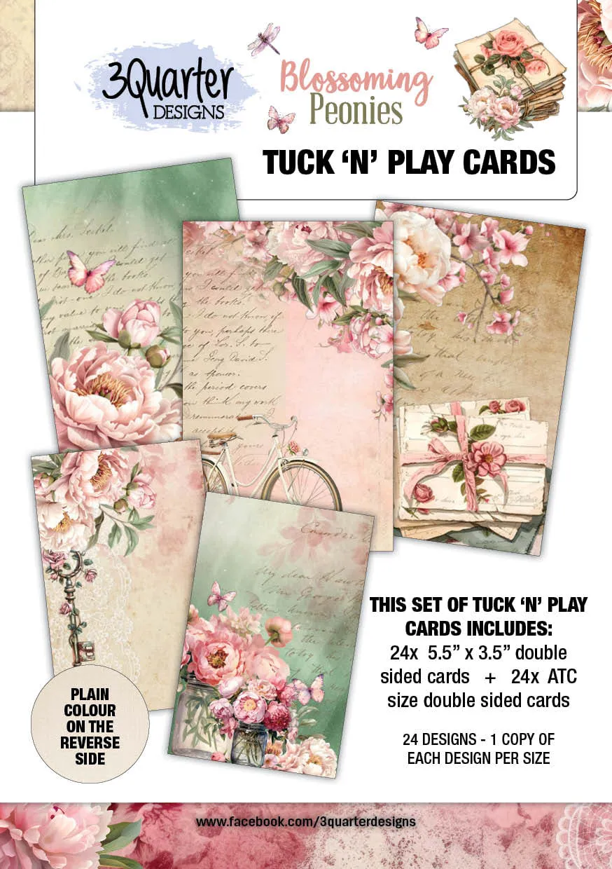 3Quarter Designs Blossoming Peonies - Tuck N Play Cards