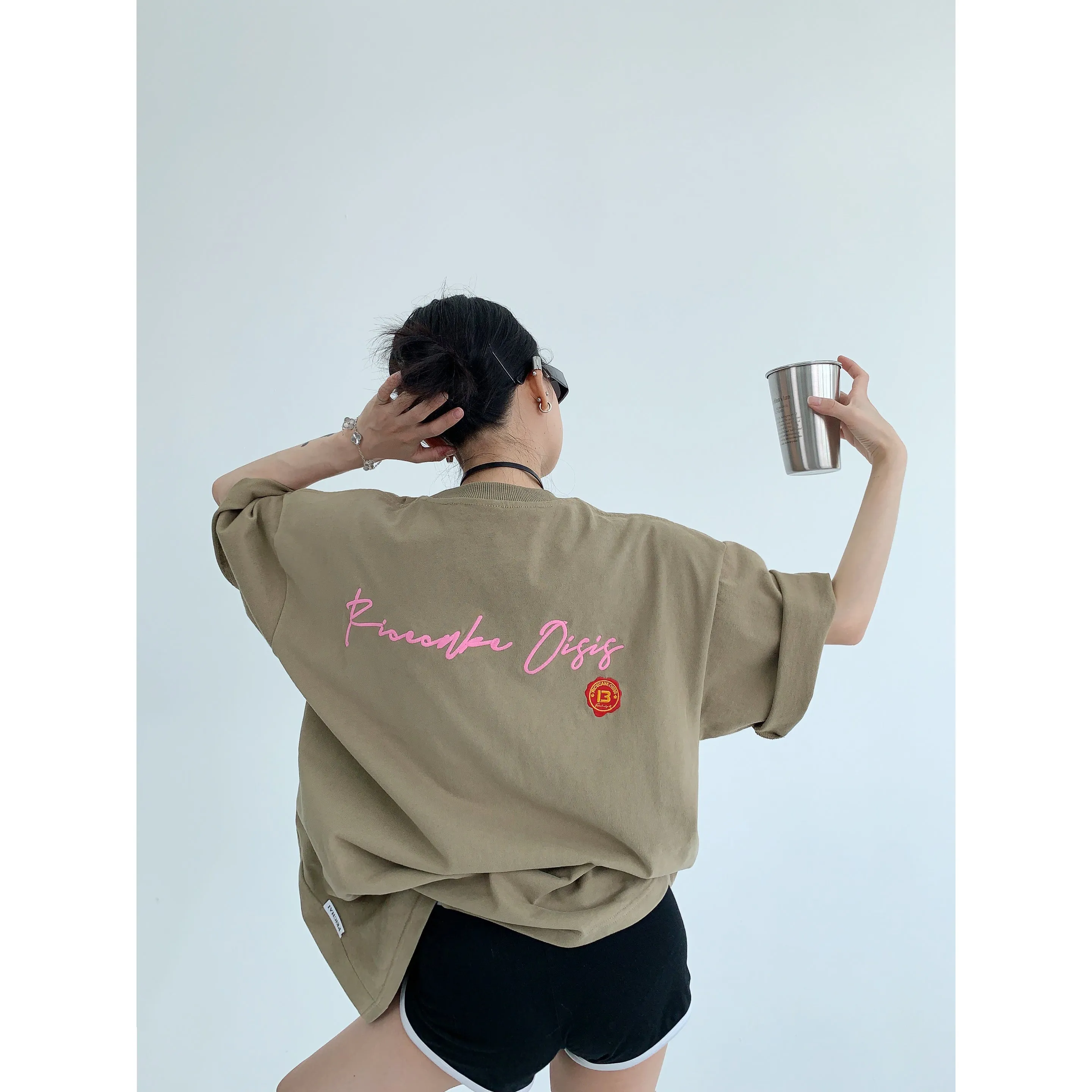 Back Lettering Embroidered T-shirt