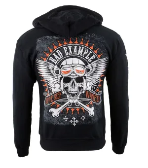 Biker Clothing Co. BCC118002 Men's Black 'Bad Example, You've Been Warned' Motorcycle Skull Hoodie