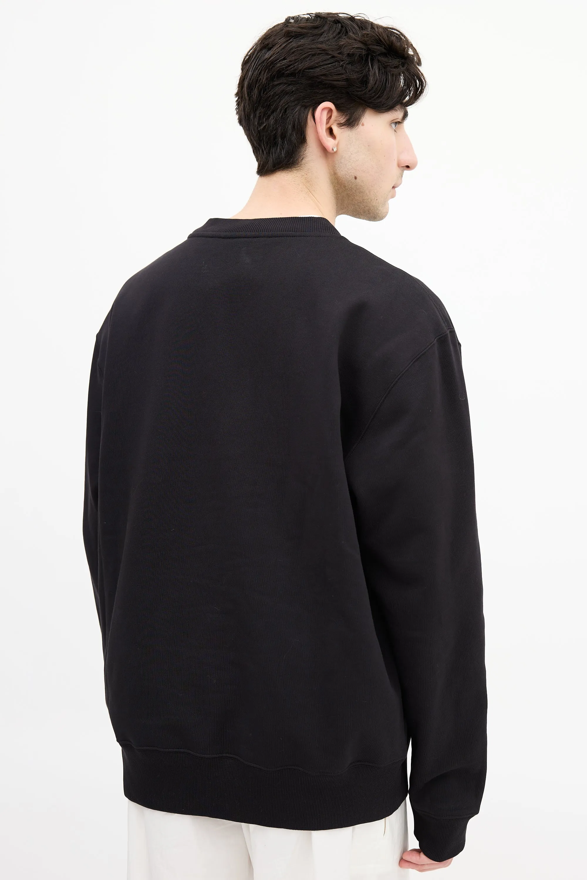 Black & Multi Pattern Panel Crewneck Sweatshirt