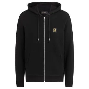 Black Jersey Cotton Full Zip Hoodie