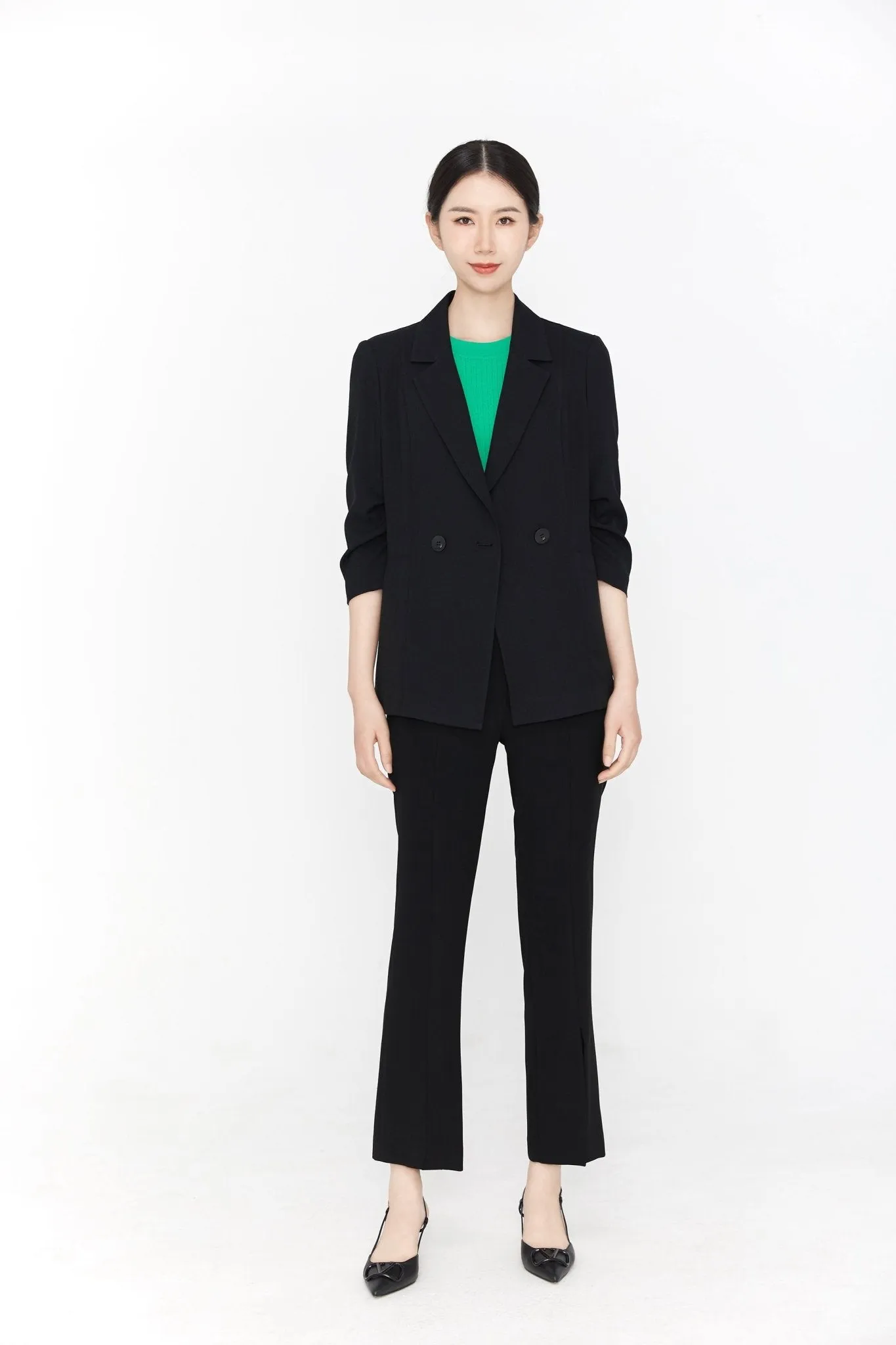 Black Slim-fit Bootcut Suit Pants