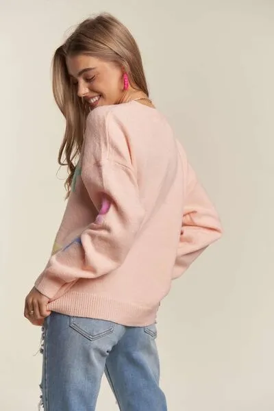 Blush Star Drop Shoulder Sweater