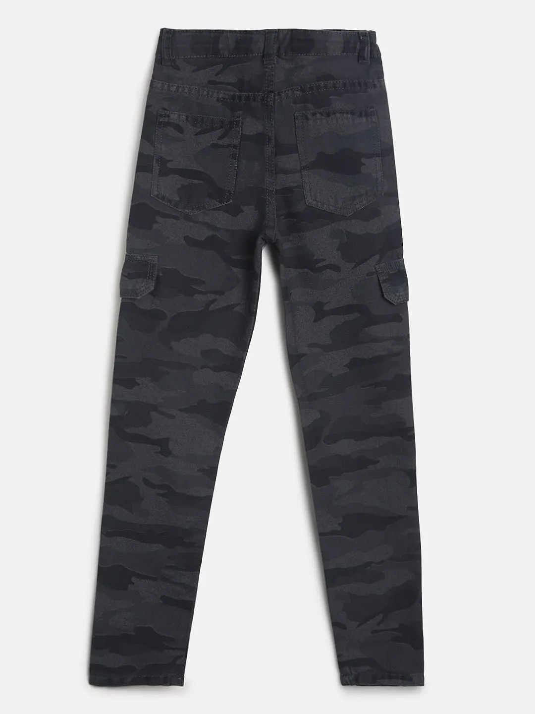 Boys Grey Printed Cotton Trouser