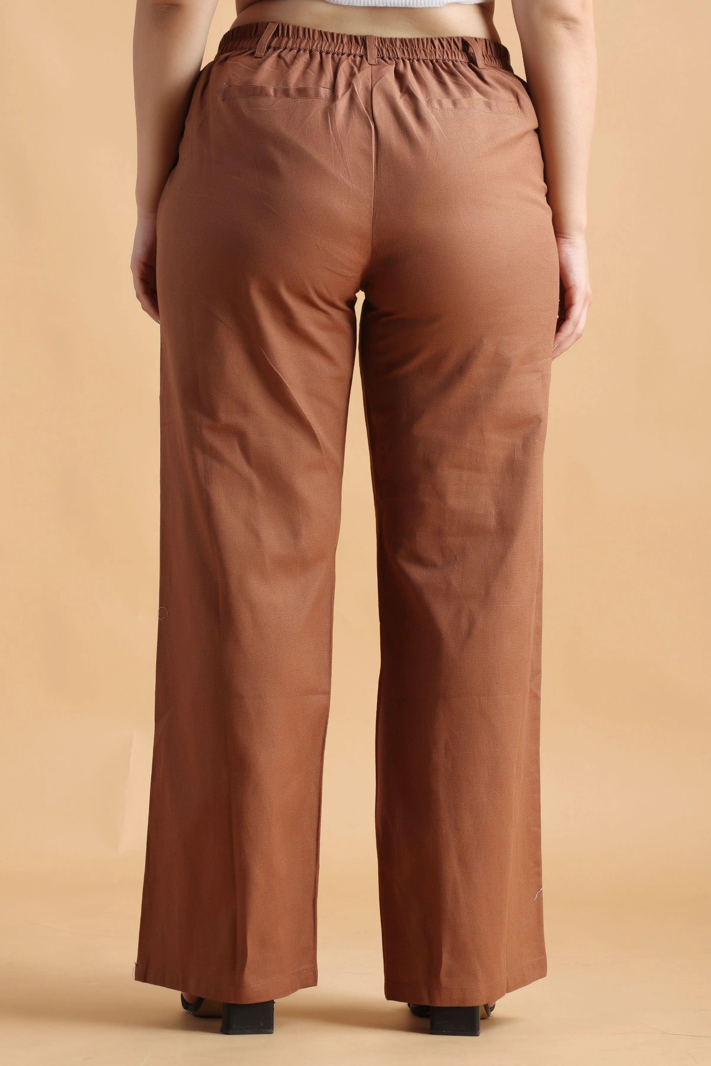 Brown Solid Trousers