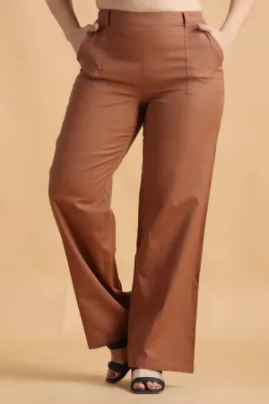 Brown Solid Trousers