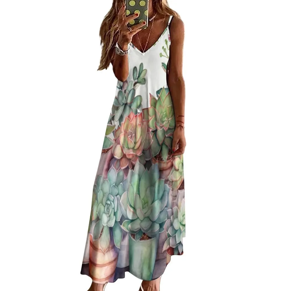 Cactus Spaghetti Strap Ankle-Length Dress Long dress