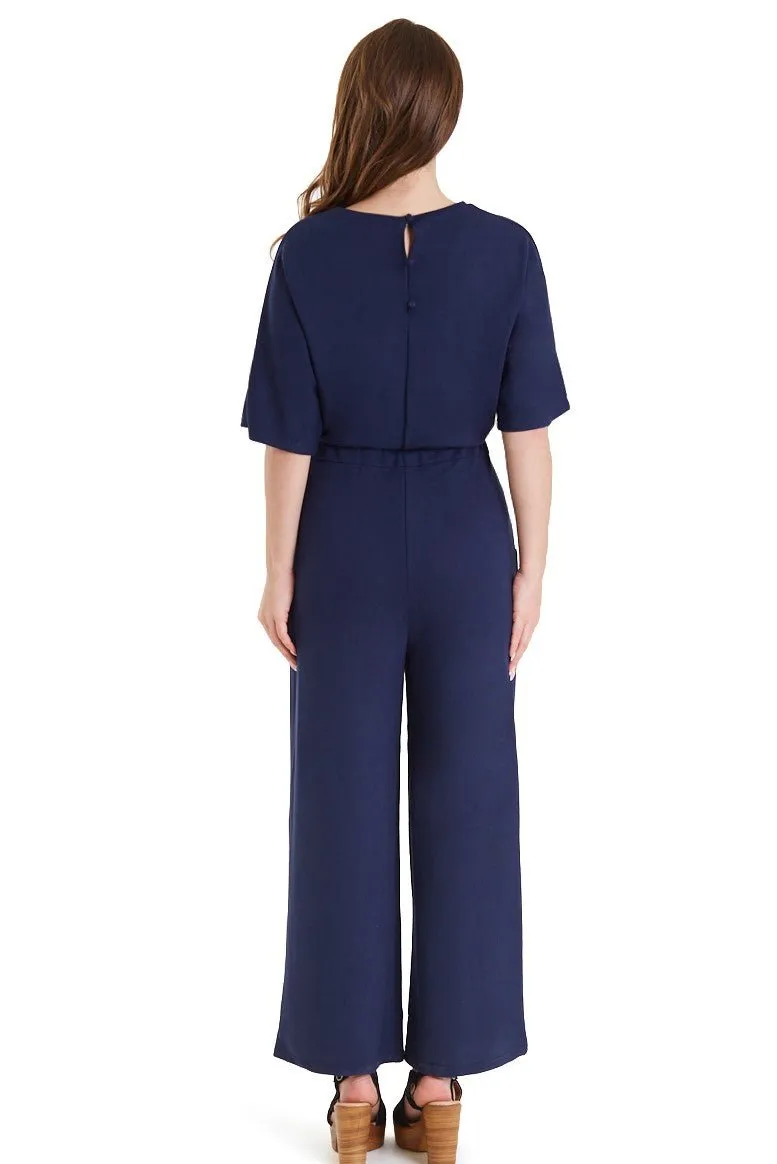 Charlotte Navy Blue Wide Leg Jumpsuit