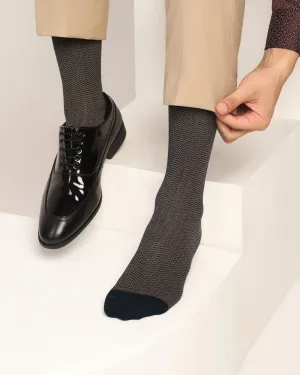 Cotton Tobacco Brown Printed Socks - Tusken