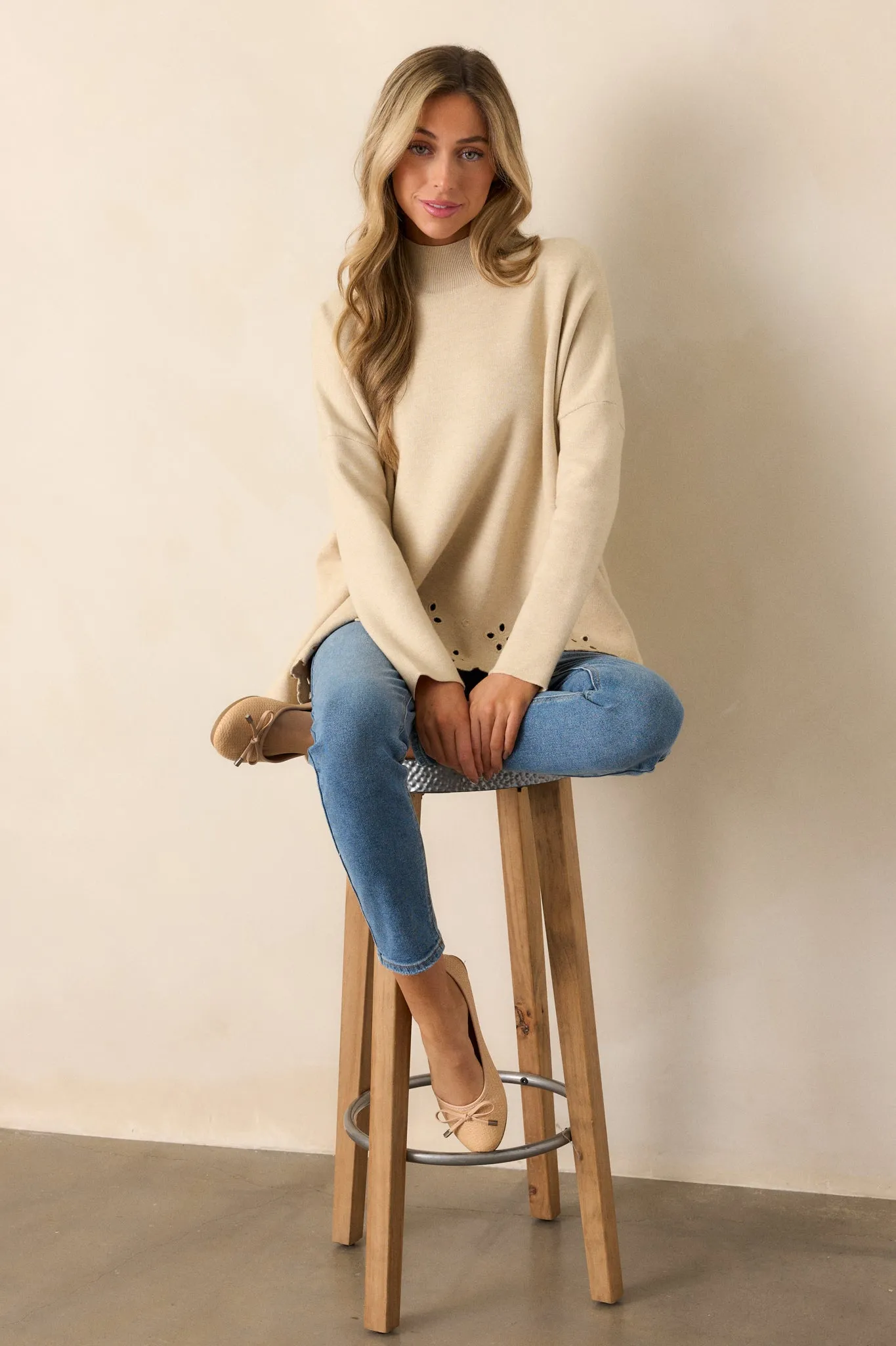 Cozy Conversations Oatmeal Knit Sweater