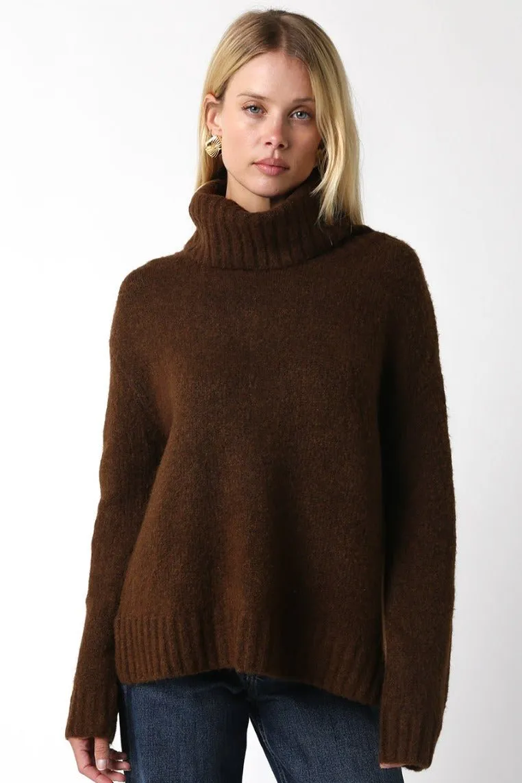 Cozy Turtleneck Sweater, Coffee Bean