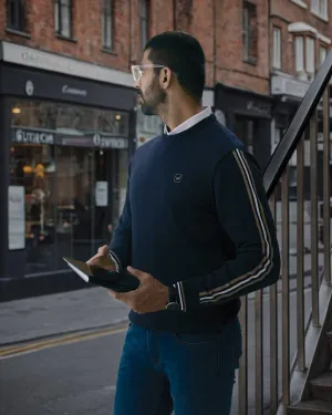 Crew Neck Navy Solid Sweater - Forge