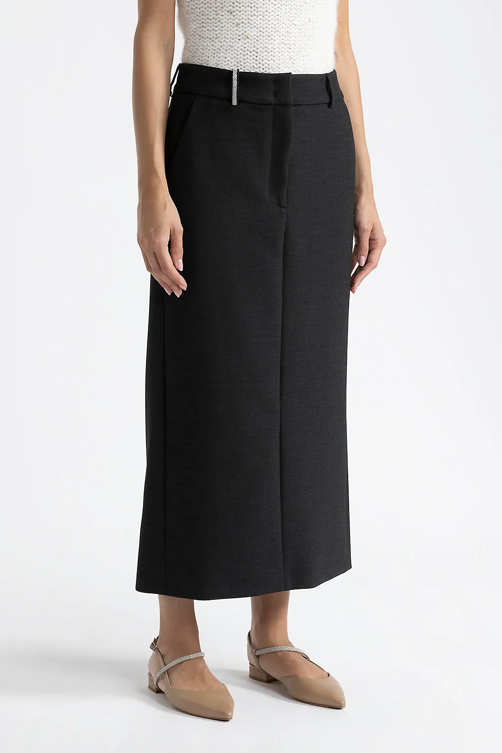 Double technical fabric long skirt