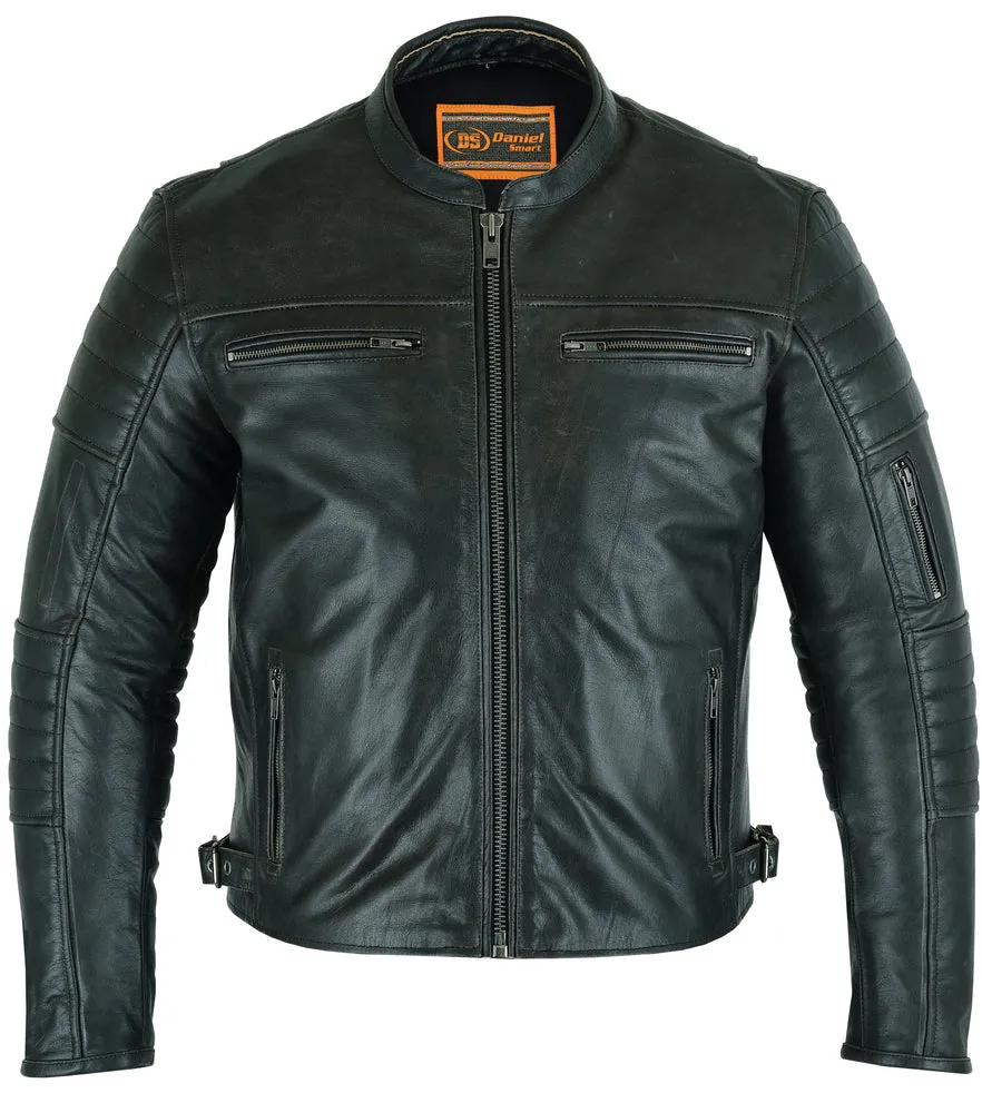 DS754 Men's Modern Crossover Scooter Jacket - Gun Metal Brown