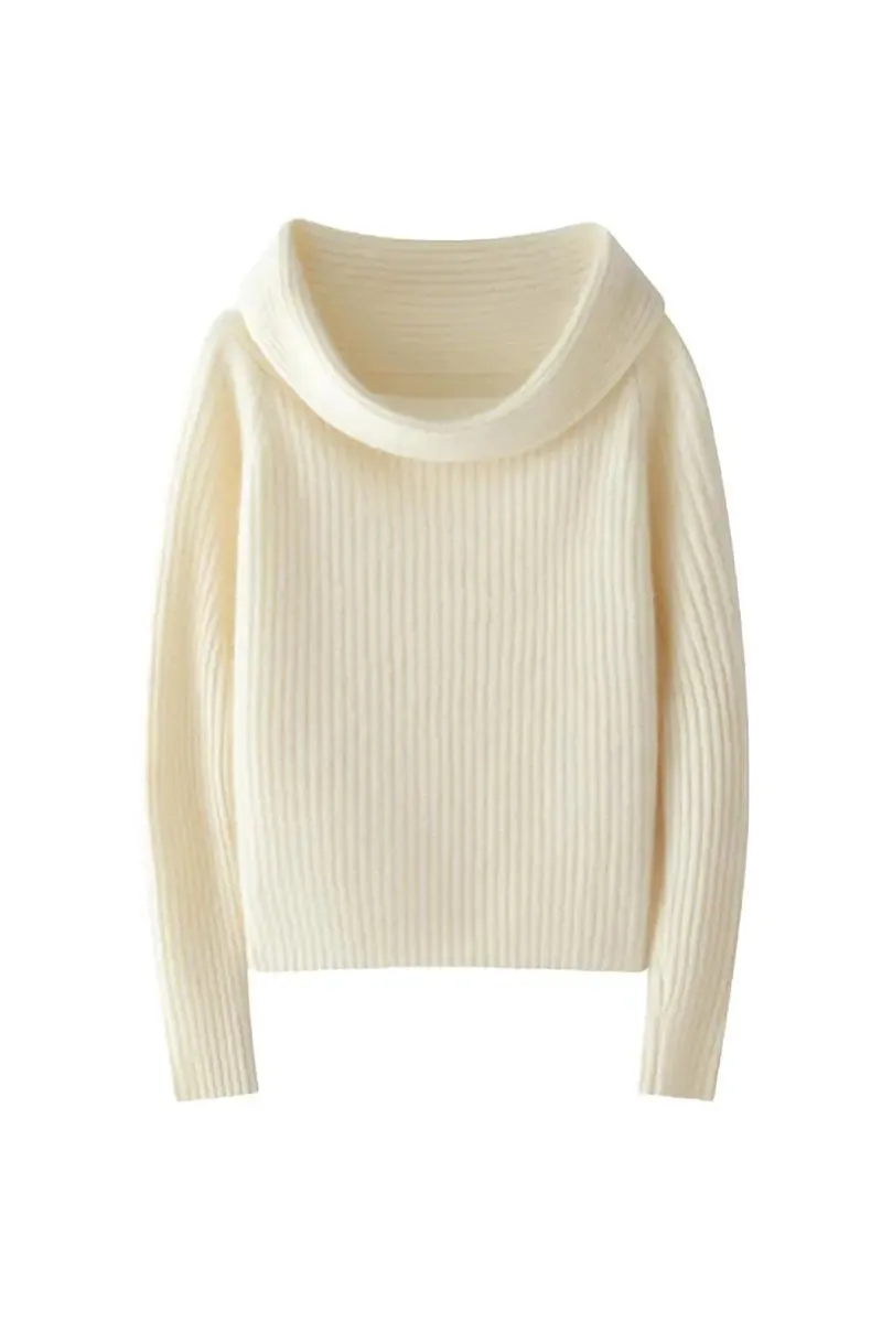 Elegant 100 Cashmere Off-the Shoulder Sweater