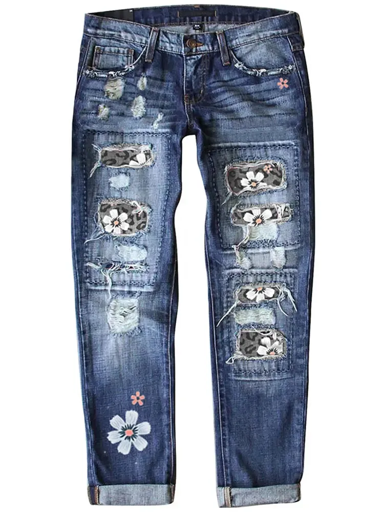 Fashionable Slim Fit Printed Jeans