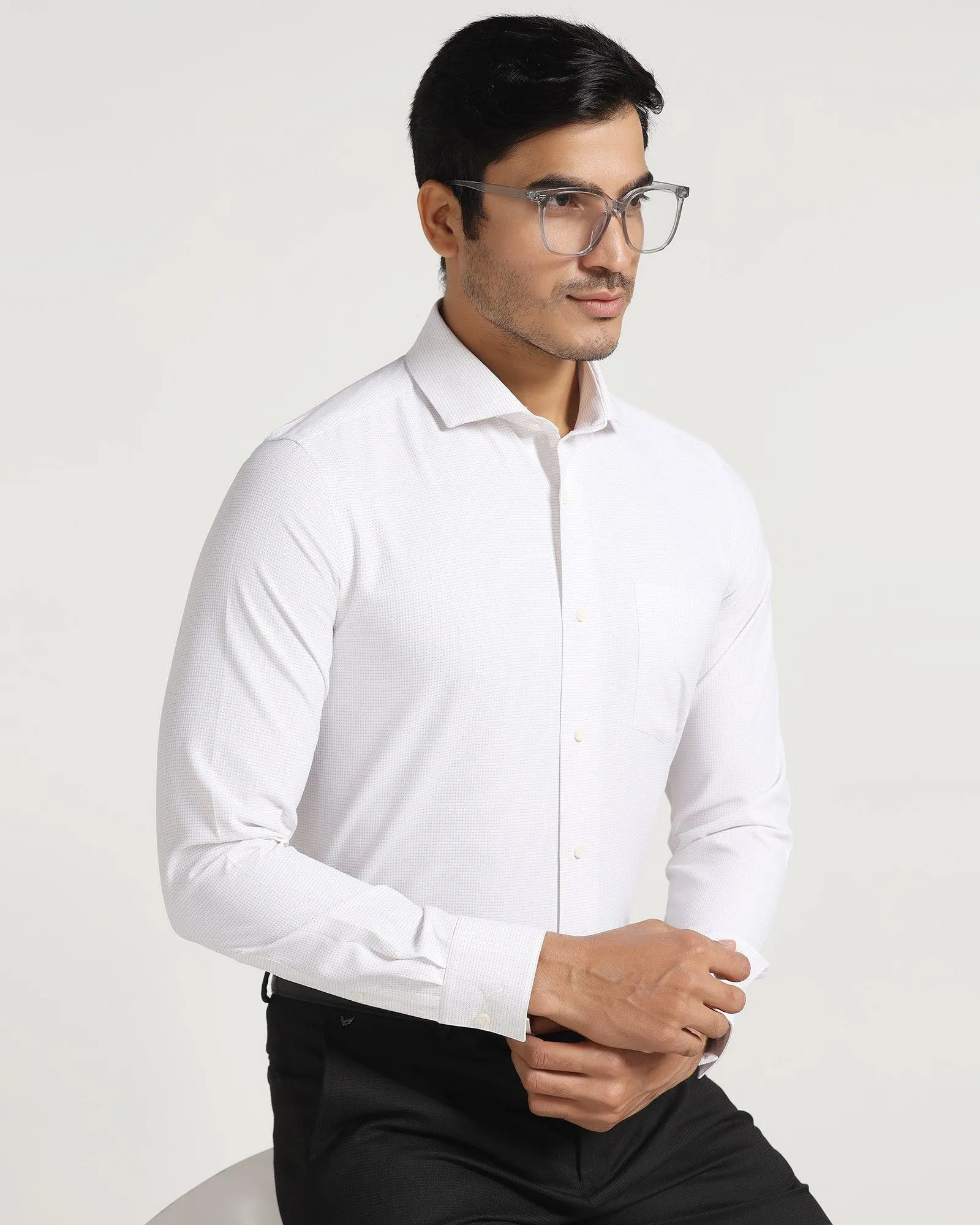 Formal Beige Textured Shirt - Daze