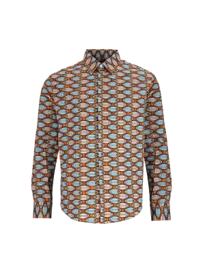 geometric-print long-sleeved shirt