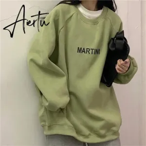 Hoodies Women Chic Letter High Street All-match Simple Unisex Couples Oversized Sweatshirt Thicker Soft Fall Basic Lady Clothing