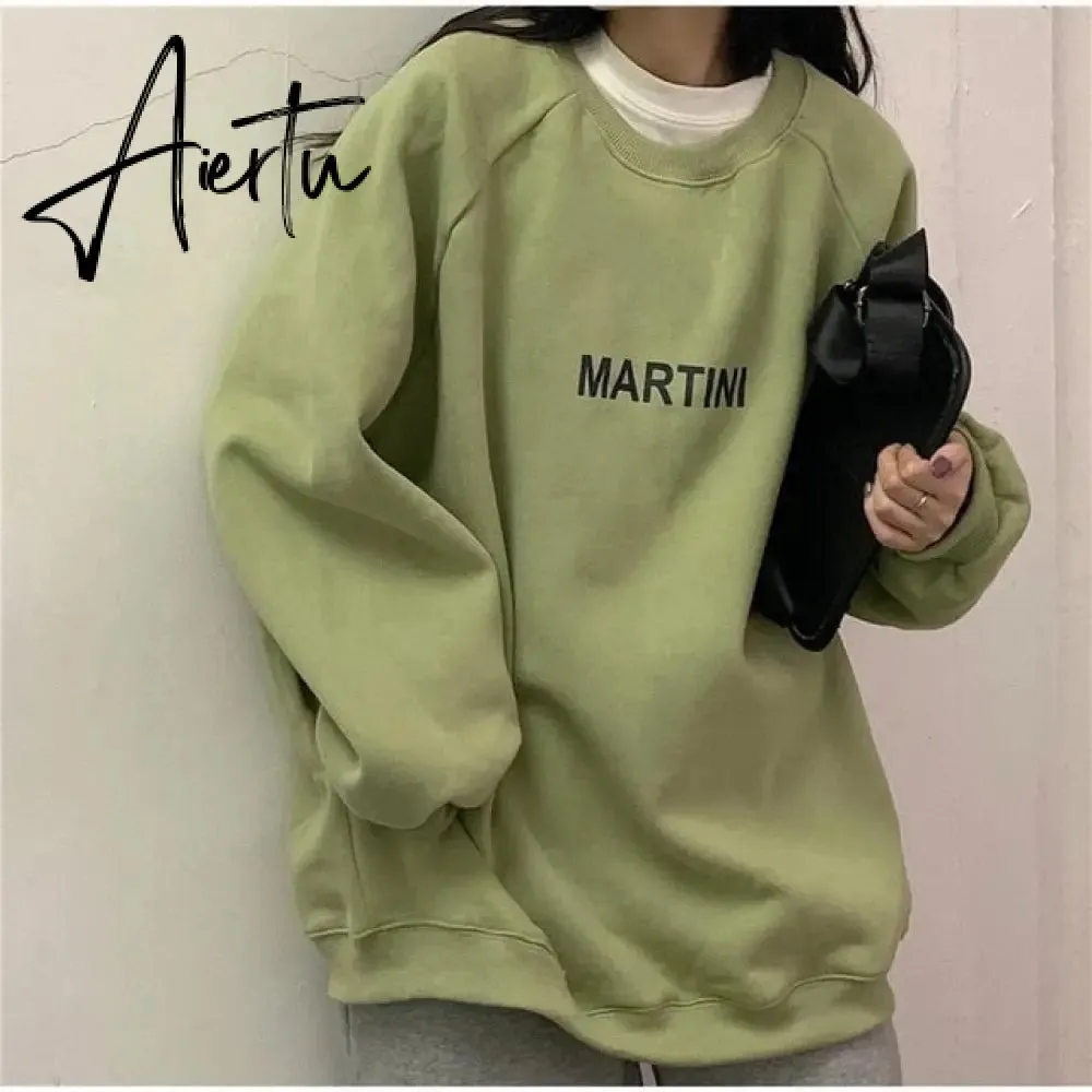 Hoodies Women Chic Letter High Street All-match Simple Unisex Couples Oversized Sweatshirt Thicker Soft Fall Basic Lady Clothing