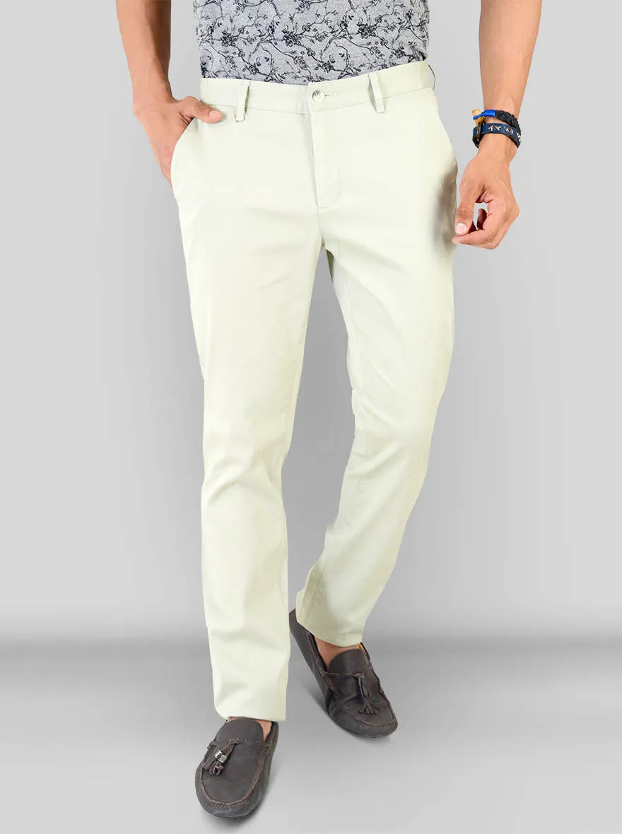 Light Green Self Textured Super Slim Fit Chinos | Greenfibre