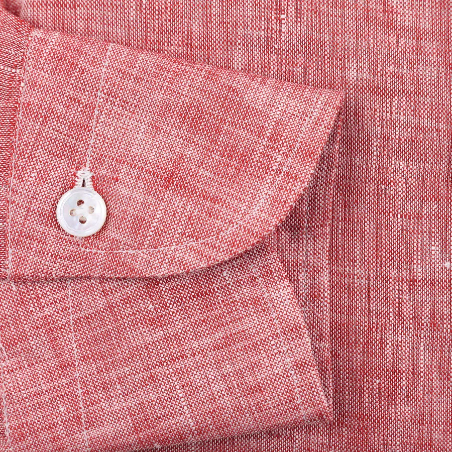 Linen Button-Down Shirt - Red