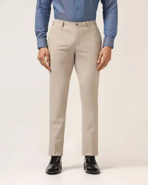 Luxe Slim Comfort B-95 Formal Beige Check Trouser - Porcupine