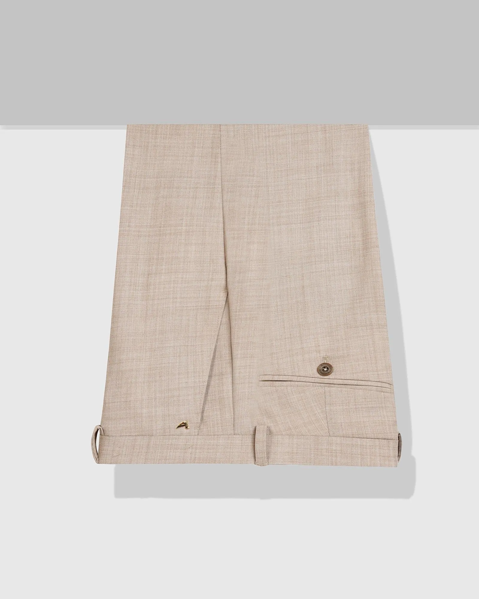 Luxe Slim Comfort B-95 Formal Beige Check Trouser - Porcupine