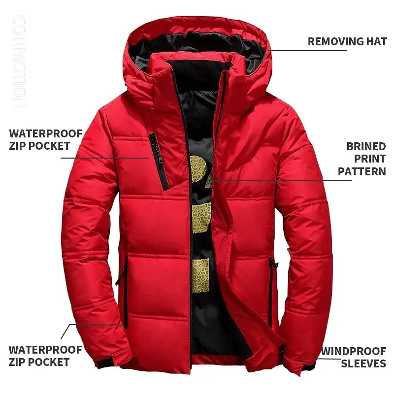 Men's Insulated Puffer Jacket with Removable Hood - SF1981