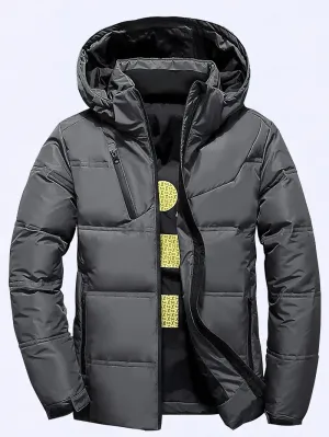 Men's Insulated Puffer Jacket with Removable Hood - SF1981