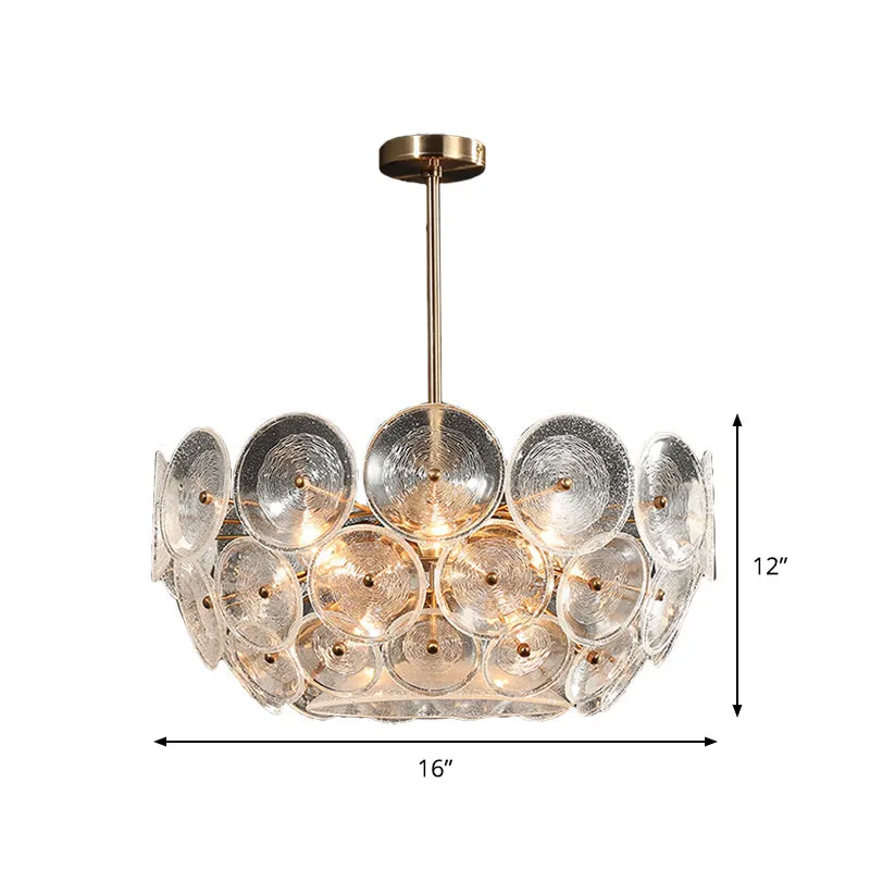 Modern 4-Light Gold Glass Bowl Chandelier - Elegant Ceiling Hanging Light for Dining Room