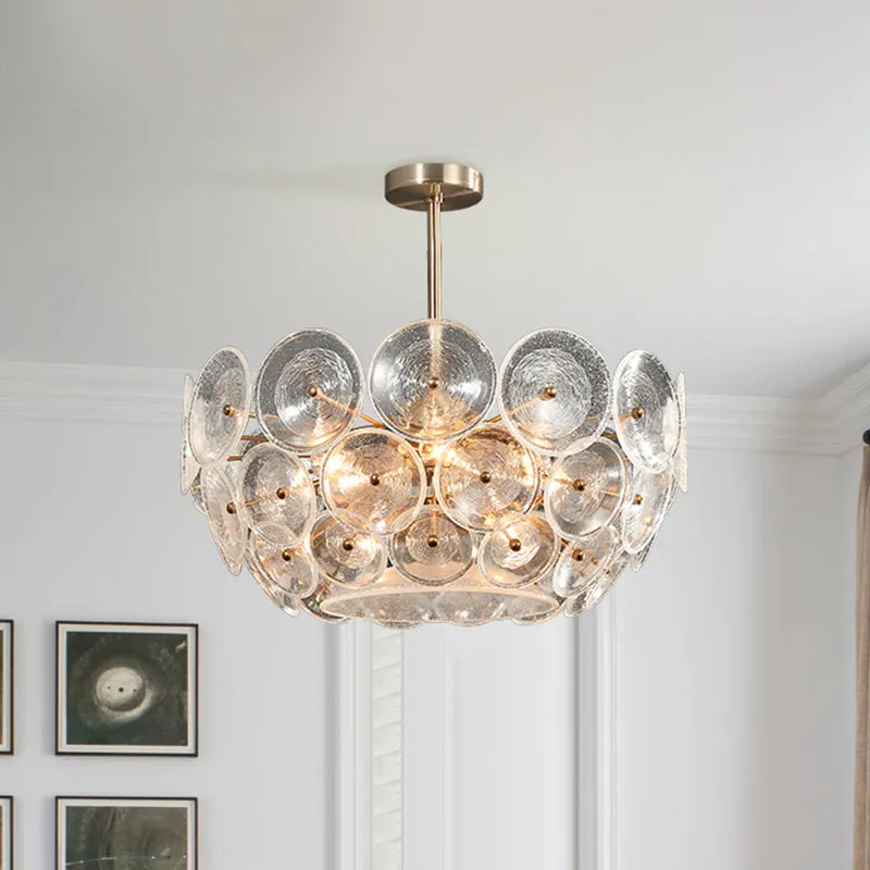 Modern 4-Light Gold Glass Bowl Chandelier - Elegant Ceiling Hanging Light for Dining Room