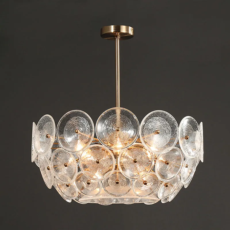 Modern 4-Light Gold Glass Bowl Chandelier - Elegant Ceiling Hanging Light for Dining Room