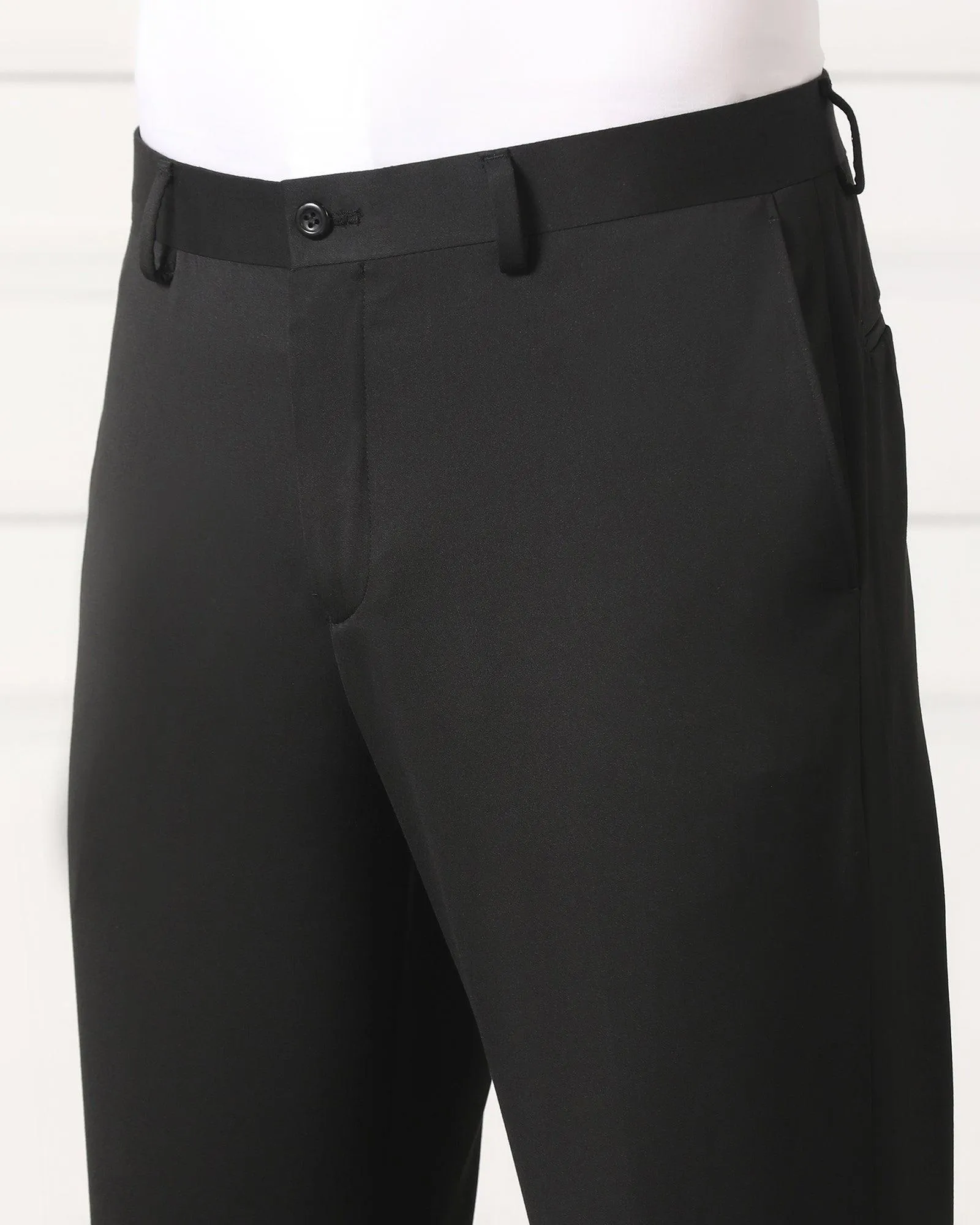 Must Haves Slim Comfort B-95 Formal Black Solid Trouser - Tisot