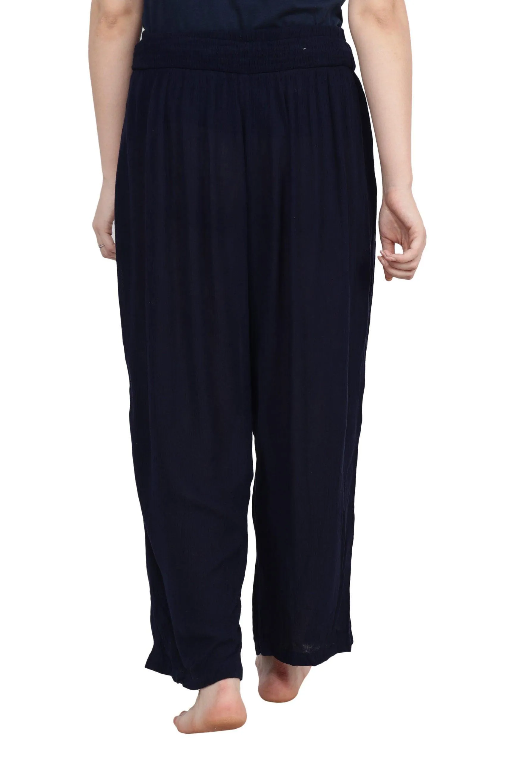 Navy Blue Solid Trousers