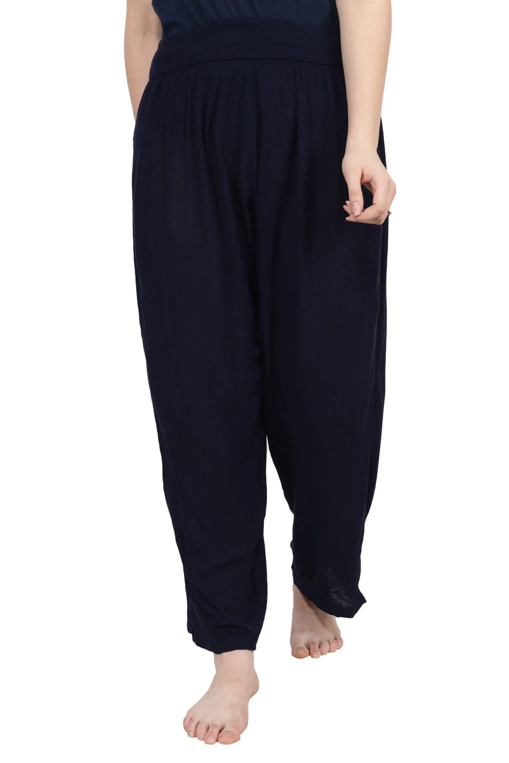 Navy Blue Solid Trousers