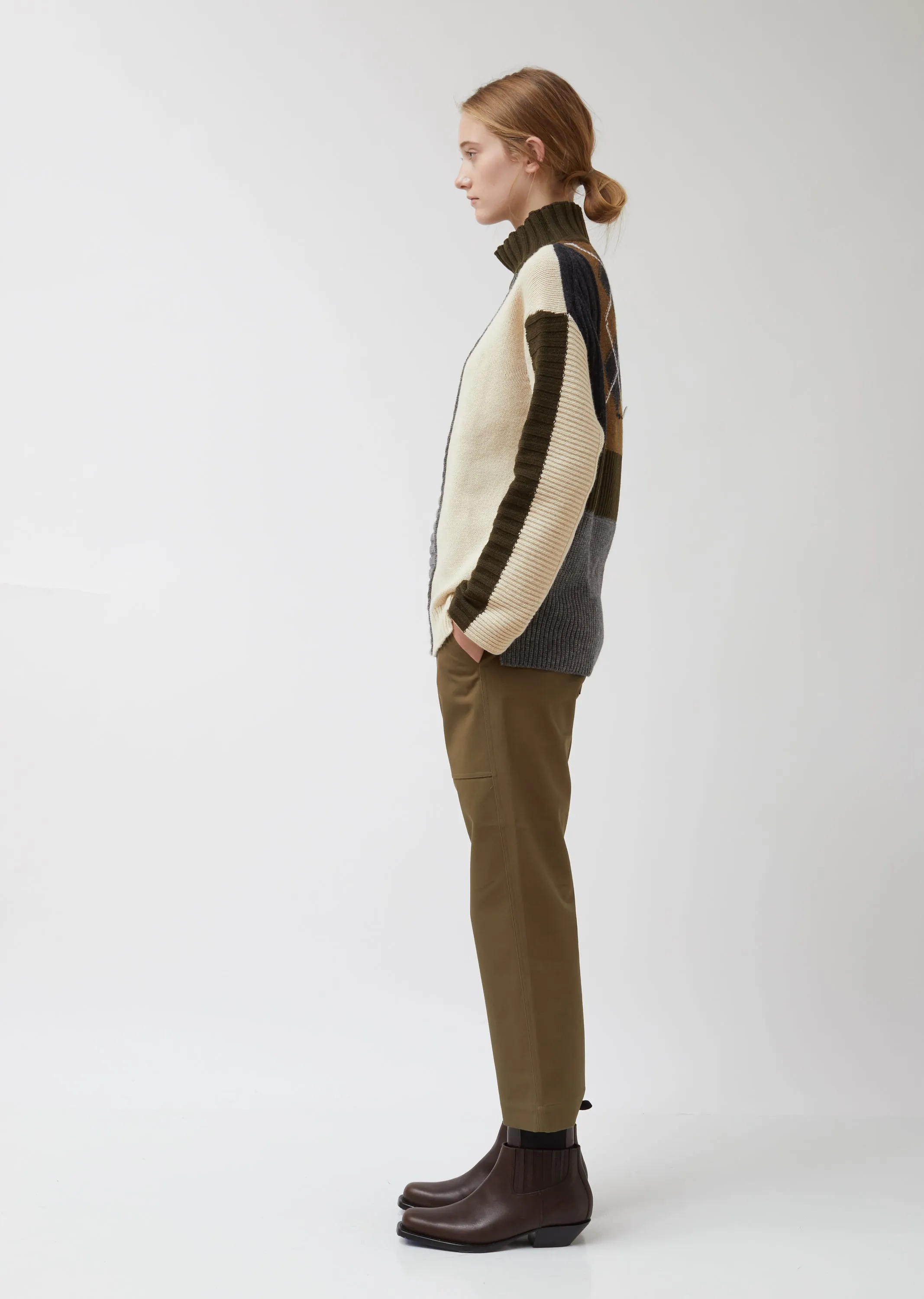 Patchwork Roll Neck Wool Sweater