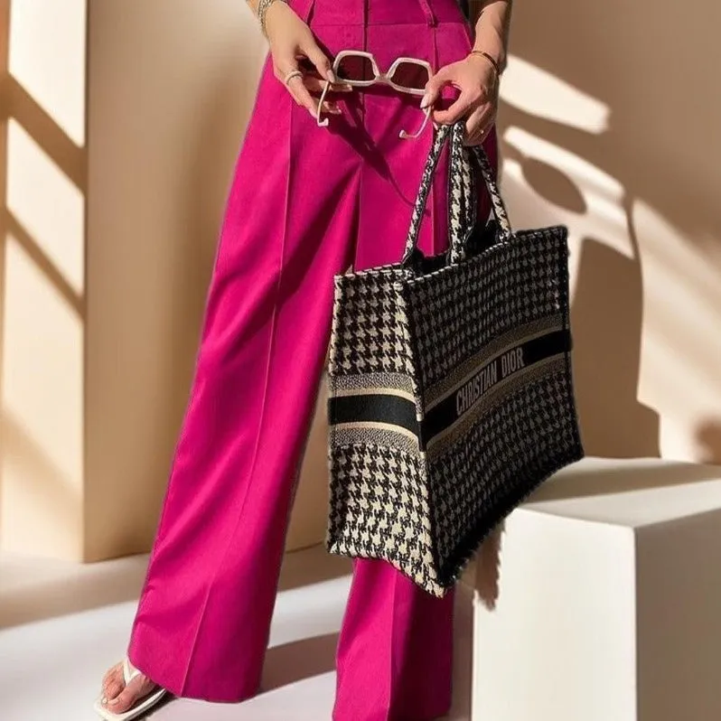 Pink Fashionable Wide-Leg Pants