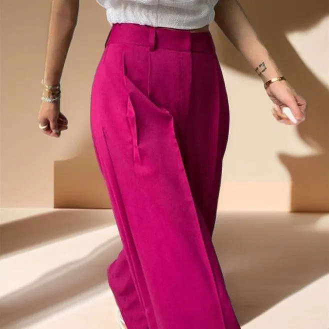 Pink Fashionable Wide-Leg Pants