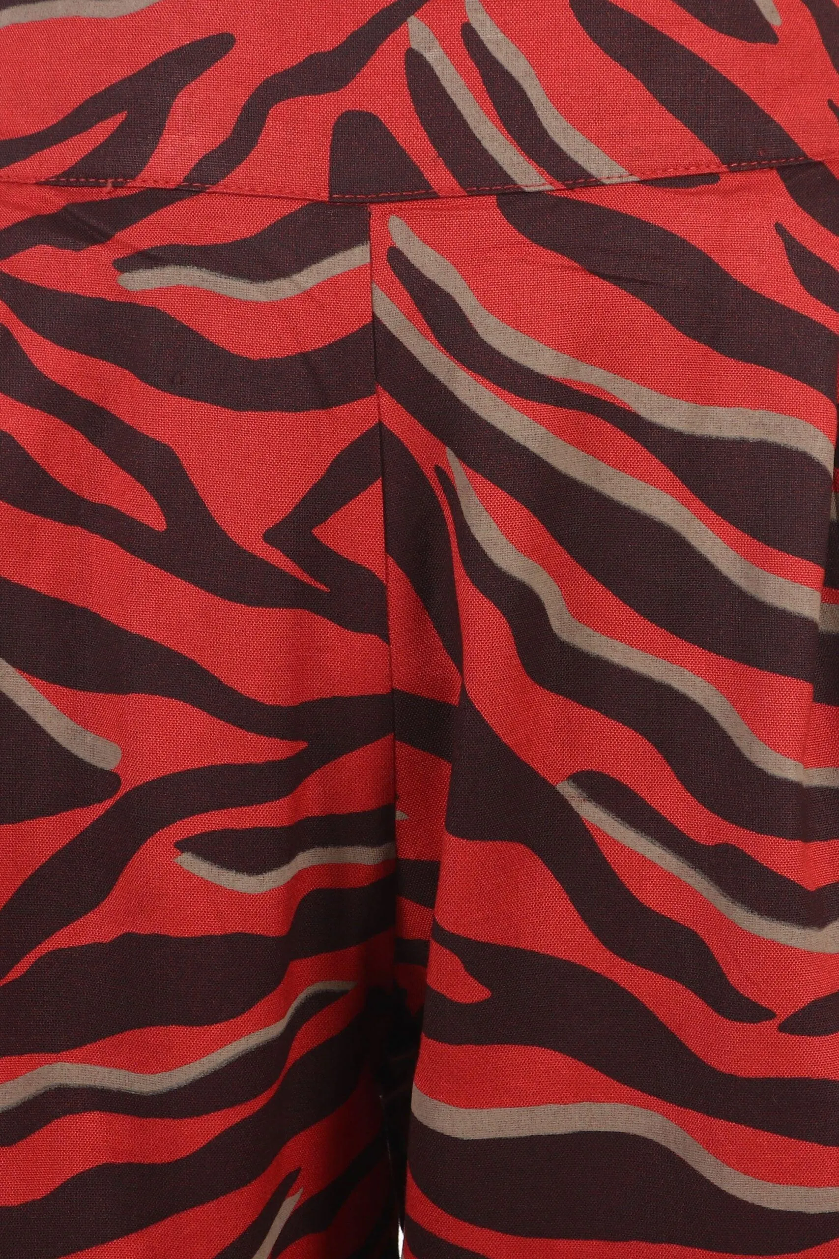 Red Animal Printed Trousers