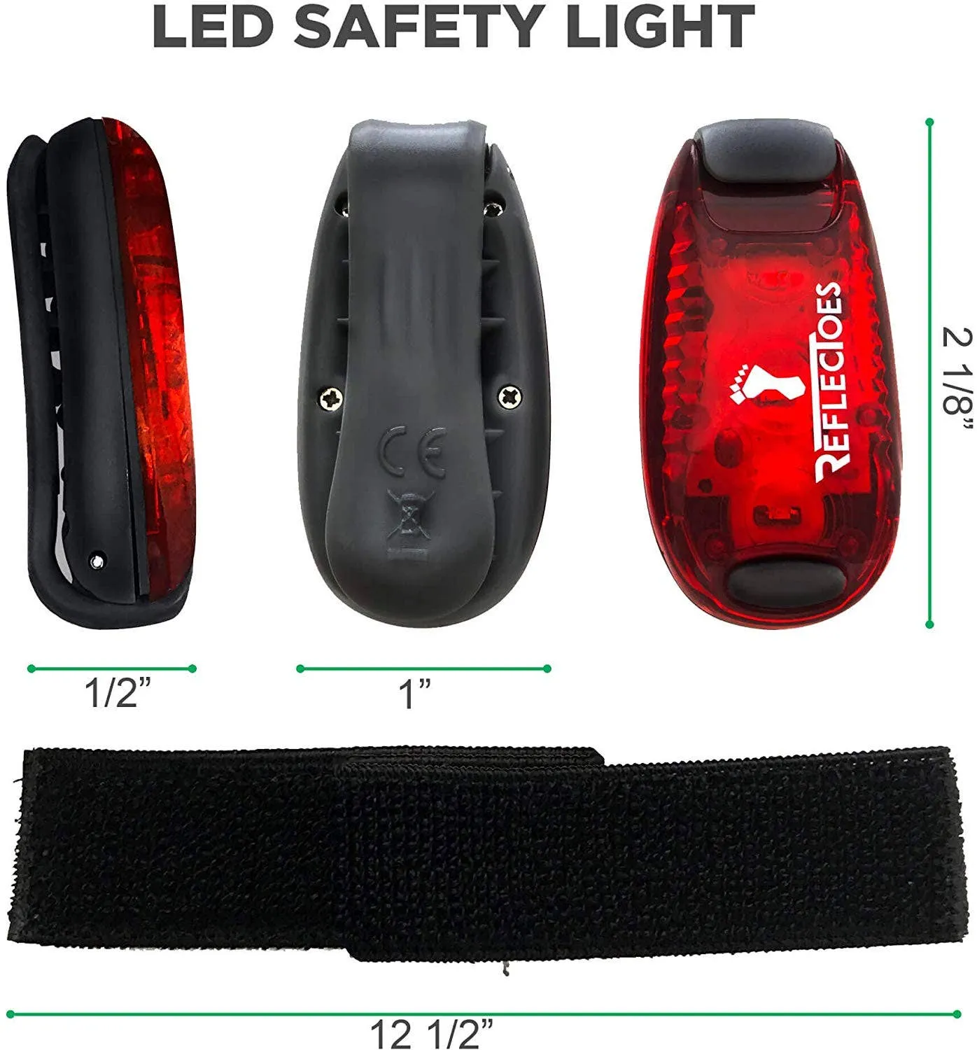 ReflecToes LED Safety Lights Clip Attach - Set of 2