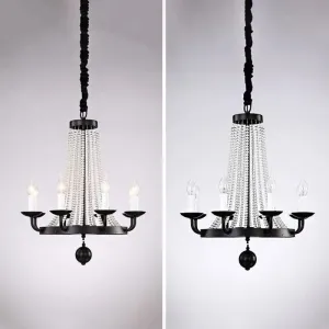 Retro Metal Chandelier Candelabra Ceiling Pendant Light with Crystal Strand - Elegant and Timeless