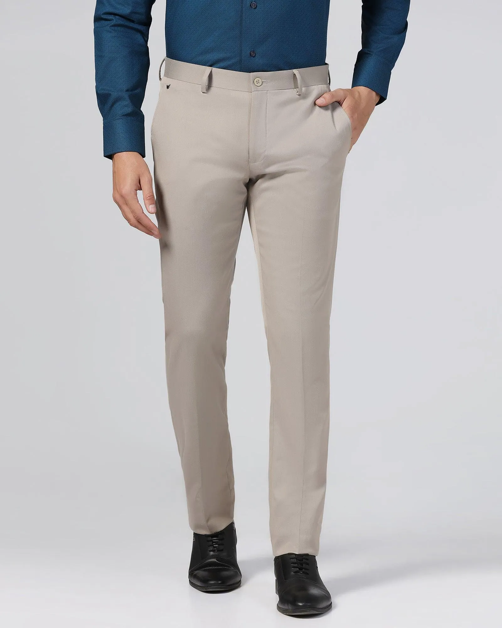 Slim Comfort B-95 Formal Beige Textured Trouser - Tesla