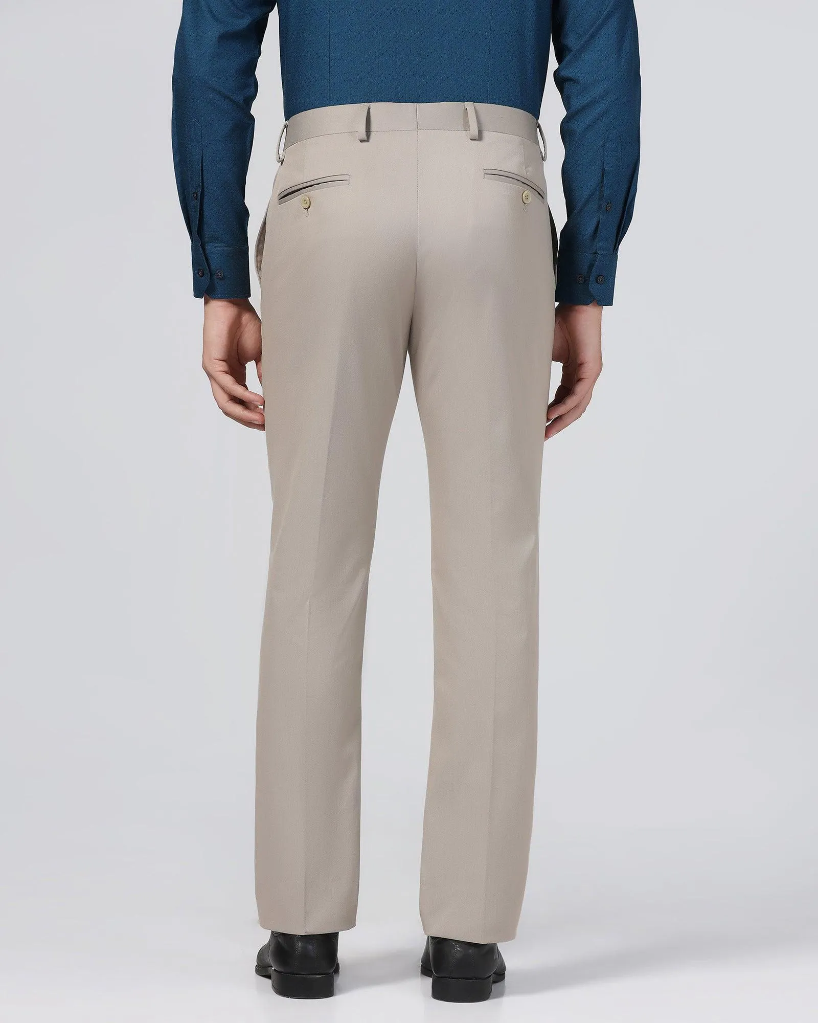 Slim Comfort B-95 Formal Beige Textured Trouser - Tesla