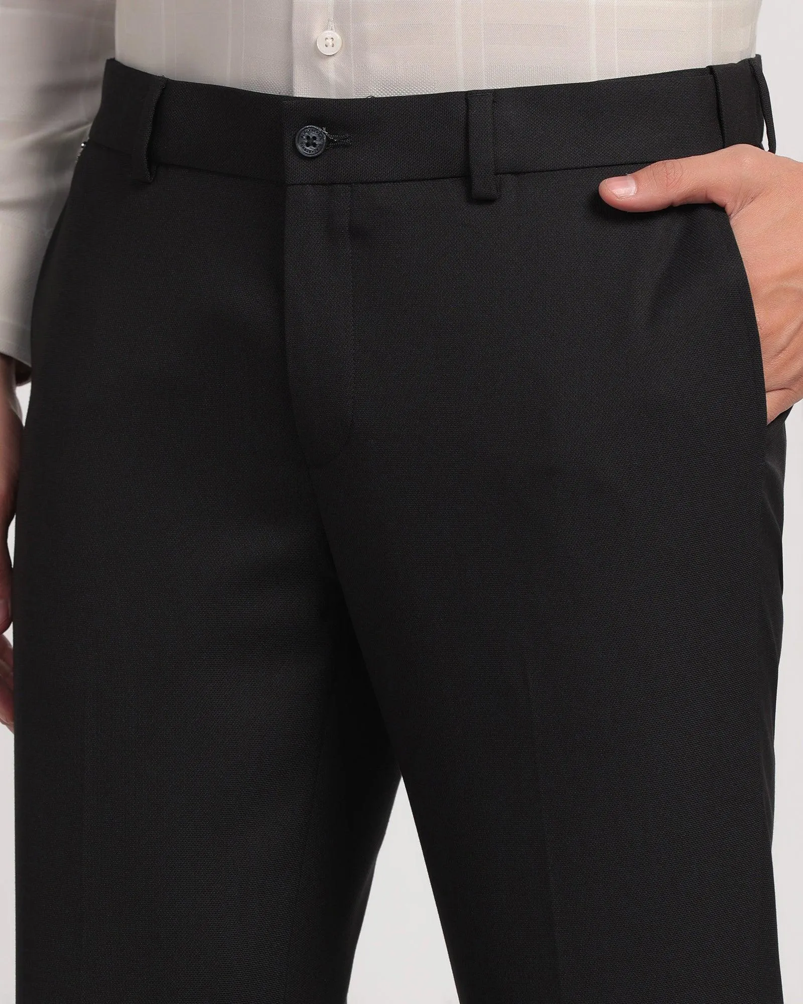 Slim Comfort B-95 Formal Black Textured Trouser - Passion