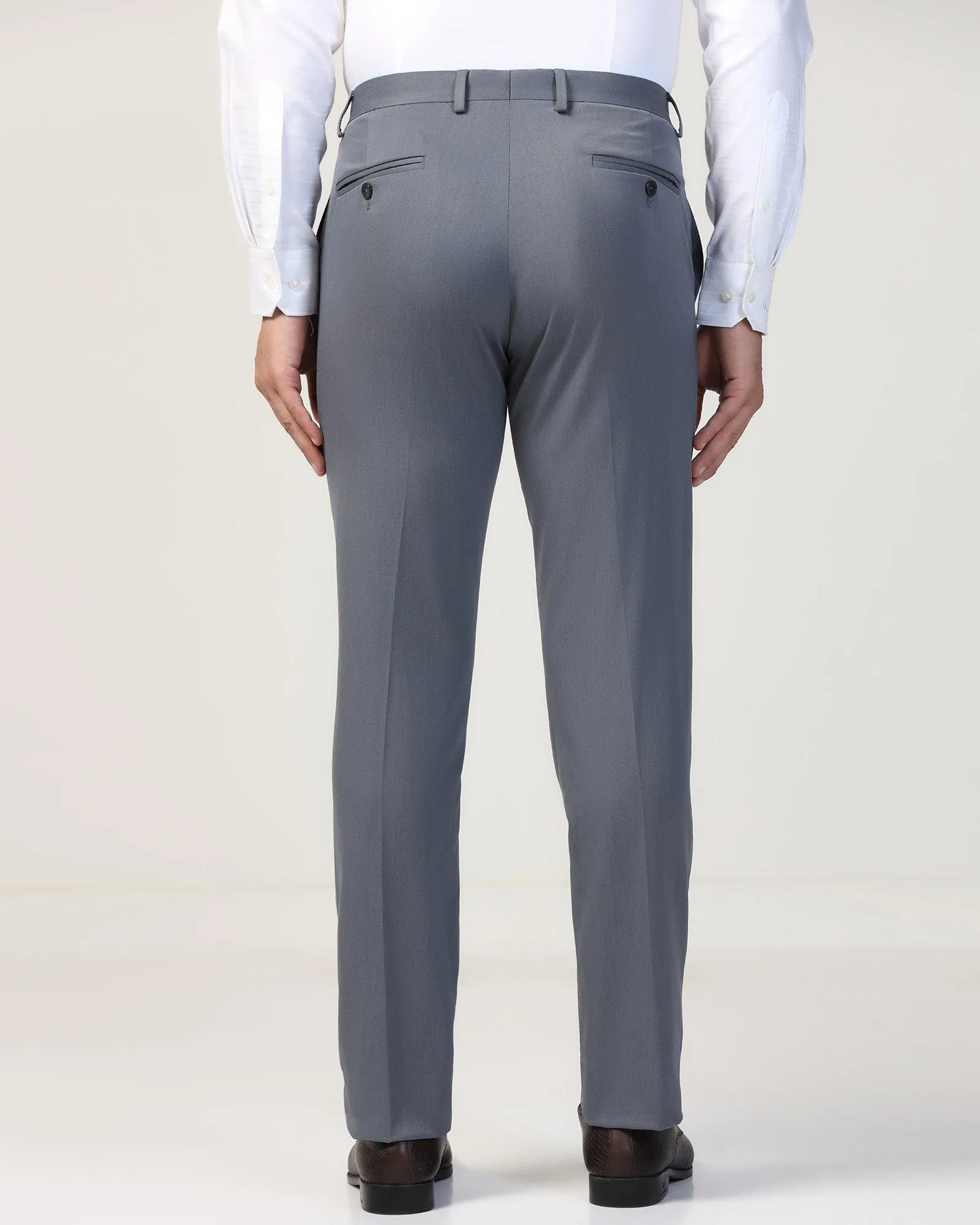 Slim Comfort B-95 Formal Grey Textured Trouser - Tesla