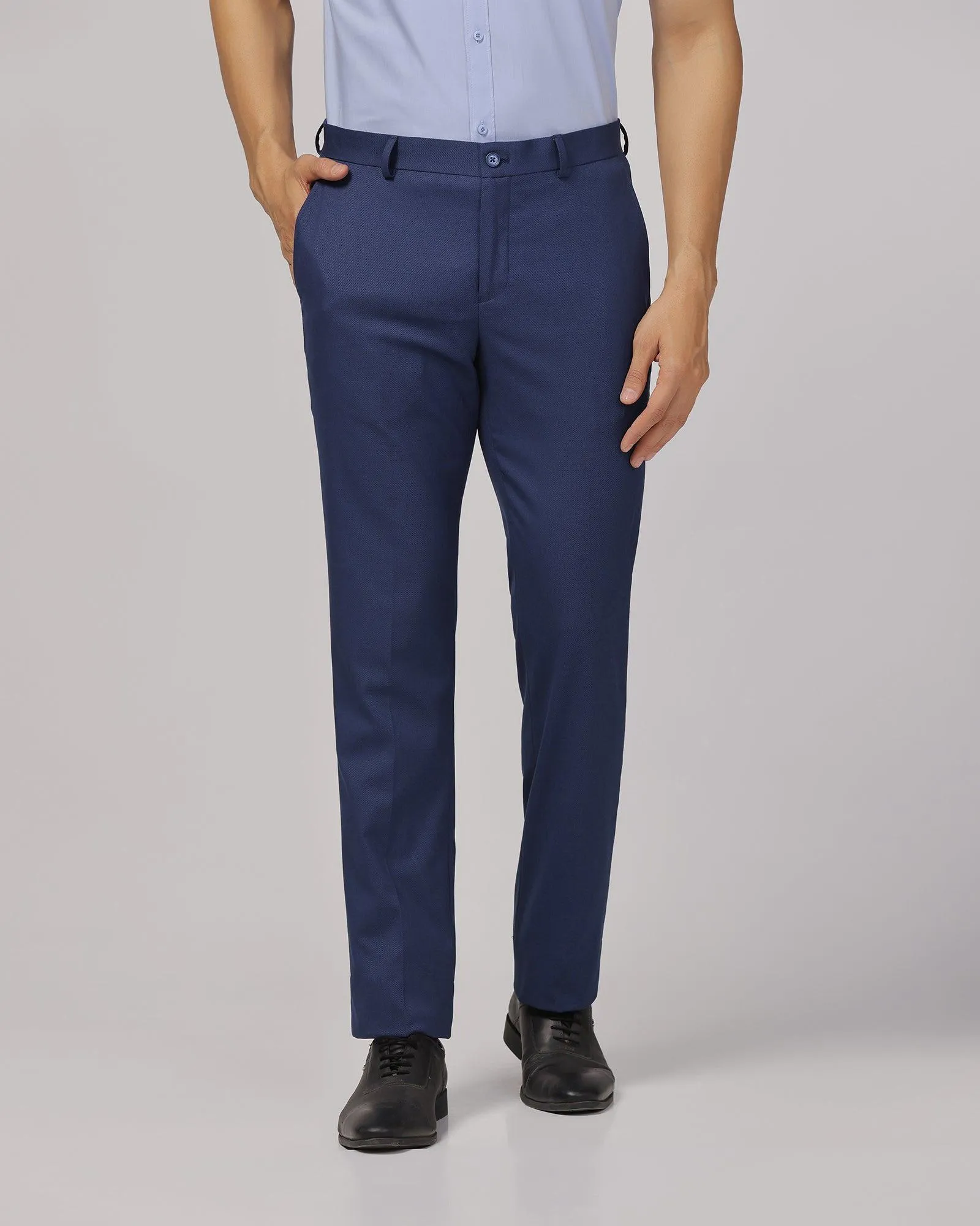 Slim Comfort B-95 Formal Navy Textured Trouser - Scout