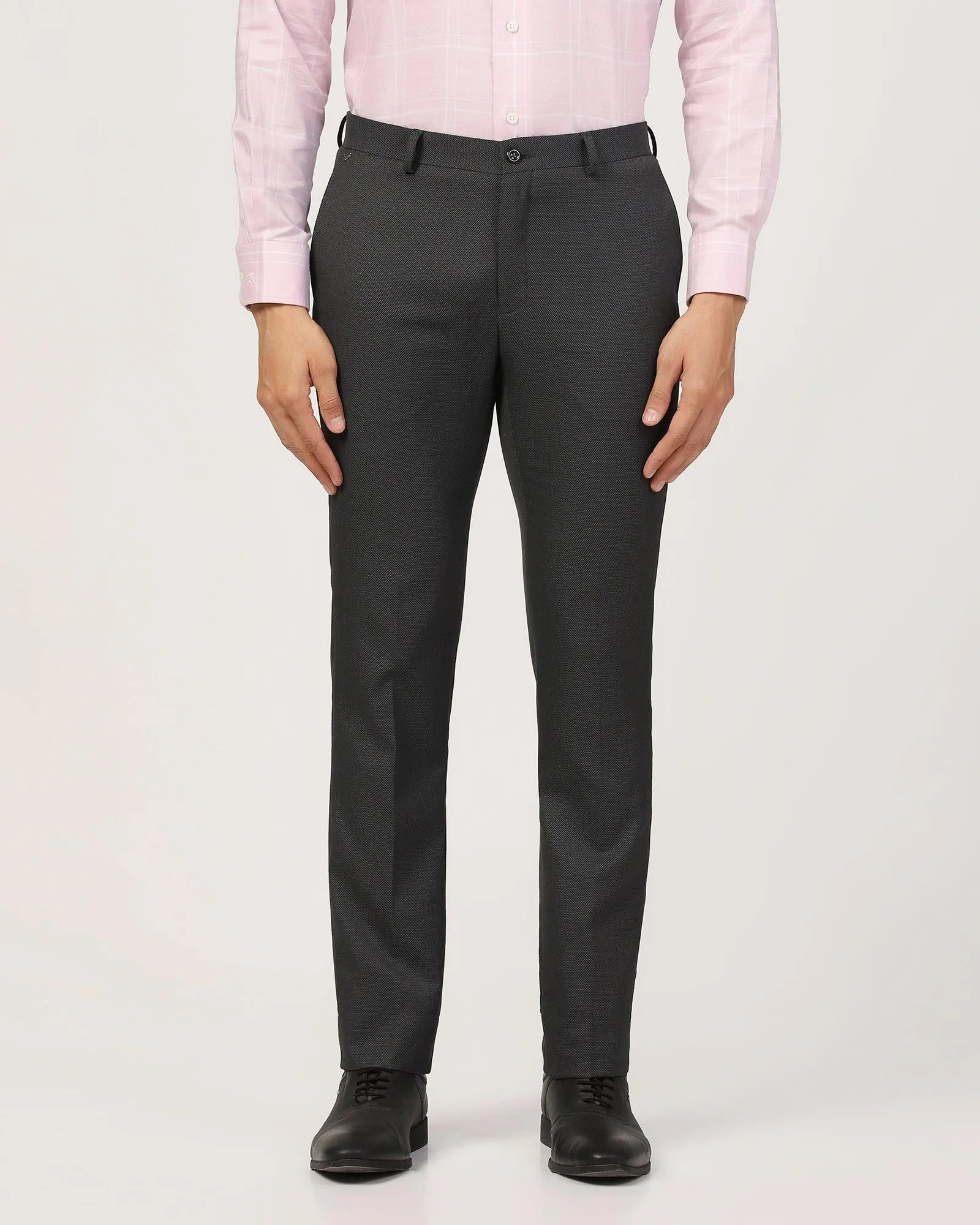 Slim Fit B-91 Formal Black Textured Trouser - Sive